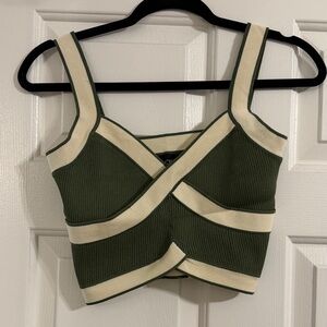 NWT Cider Olive and Cream Crop Top
